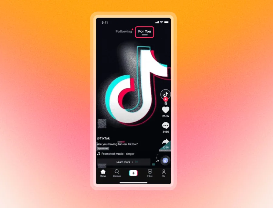 TikTok In-Feed ad in the For You feed, showing a vertical sponsored video with a Sponsored label and Learn more button