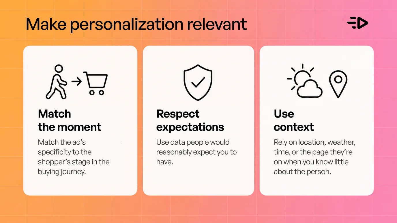 Three rules for relevant ad personalization: match the moment, respect data expectations, and use context like location and weather